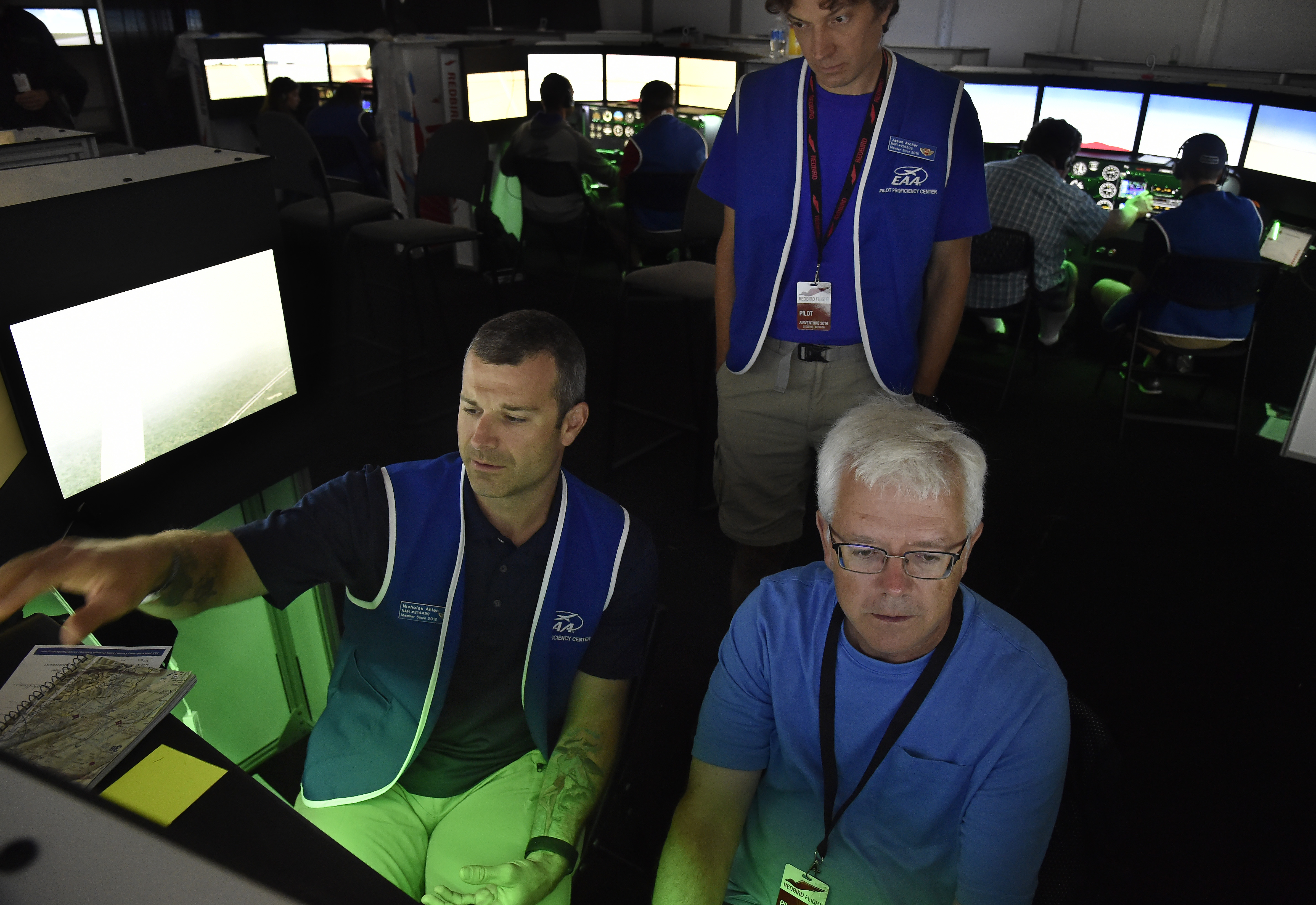 Flight instructor Jason Archer supervises pilots and other instructors at EAA AirVenture's popular Pilot Proficiency Center. Photo by David Tulis.