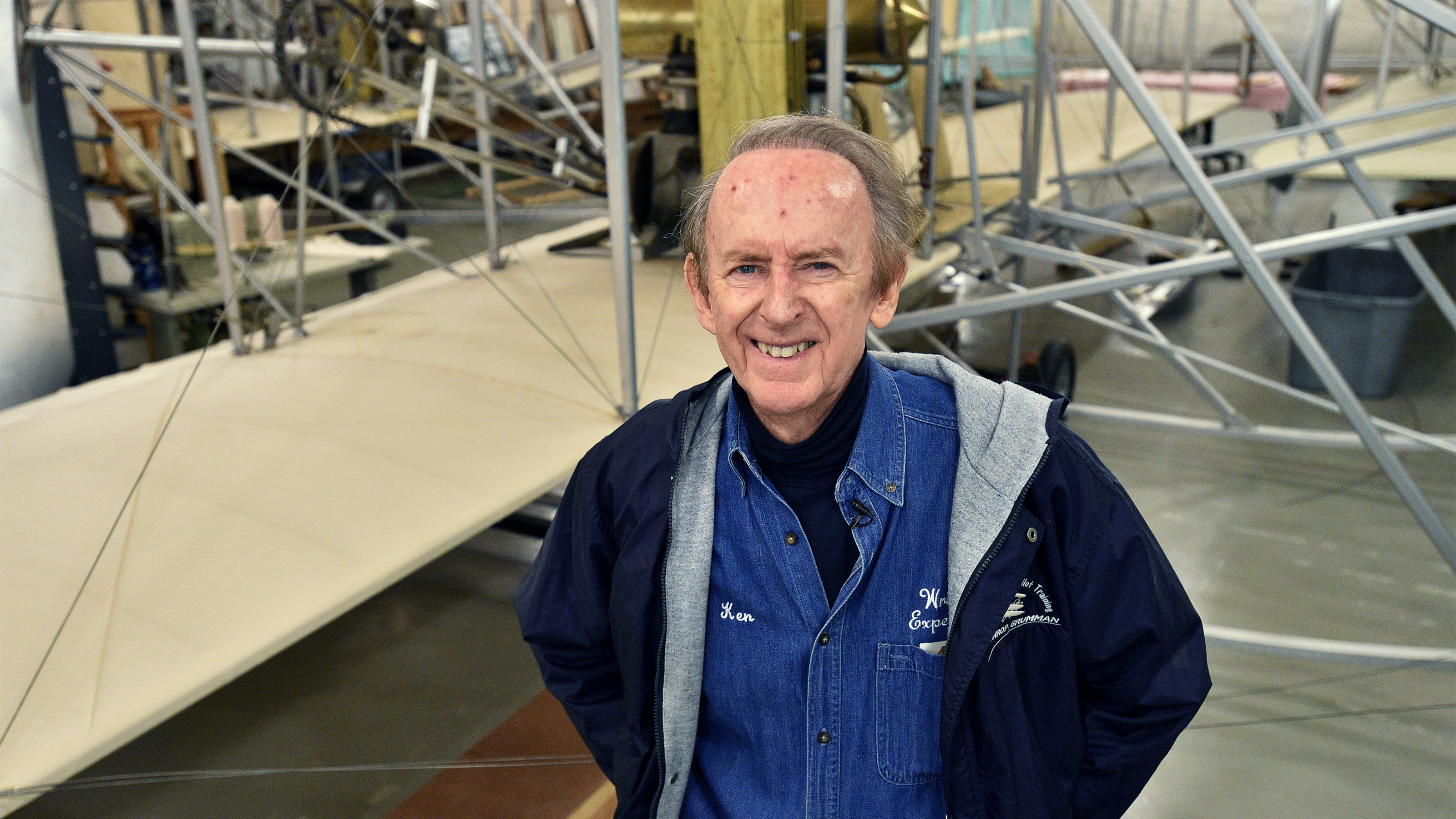 The Wright Experience Museum's Ken Hyde, a retired American Airlines pilot, uses science, technology, engineering, and math concepts to re-create the Wright brothers' aircraft designs in Warrenton, Virginia. Photo by David Tulis.