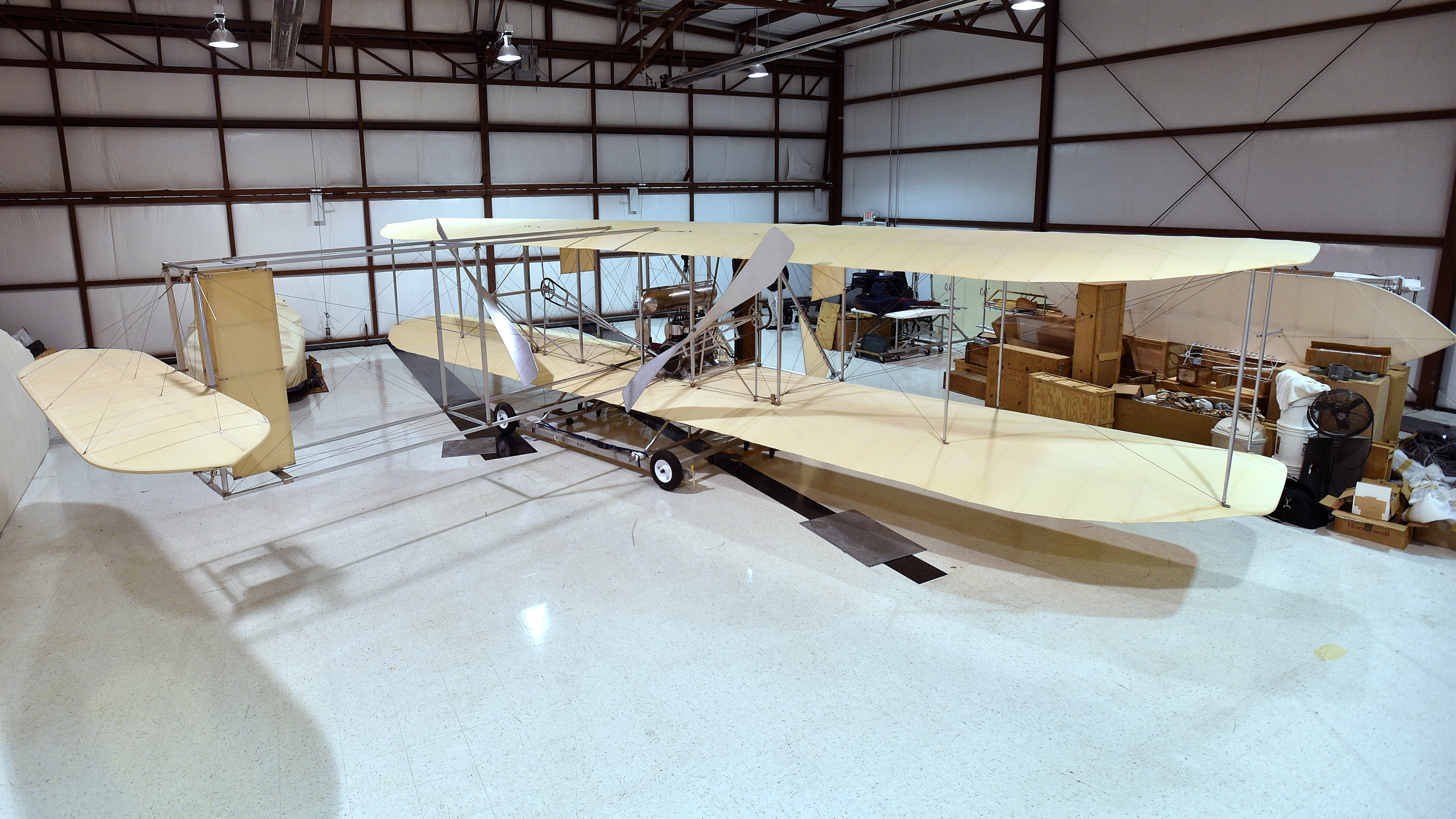 The Wright Experience Museum's Ken Hyde, a retired American Airlines pilot, uses science, technology, engineering, and math concepts to re-create a multitude of the Wright brothers' aircraft designs in Warrenton, Virginia. Photo by David Tulis.