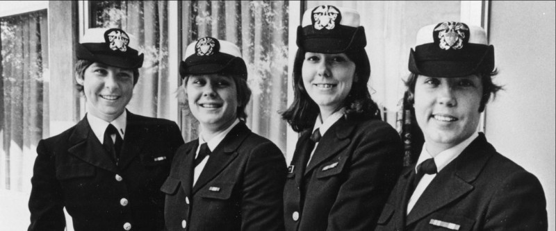 Lieutenant Junior Grade Barbara Allen, USN; Ensign Jane M. Skiles, USN; Lieutenant Junior Grade Judith A. Neuffer, USN; and Ensign Kathleen L. McNary, USN. Photo courtesey of Women in Aviation International.