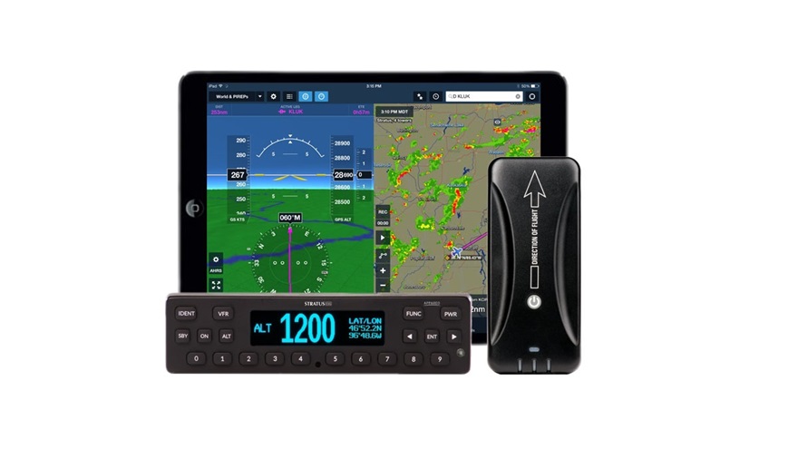 The recently certified Stratus ESG transponder is shown with the new Stratus 2i ADS-B receiver and an Apple iPad. Photo courtesy of Appareo.