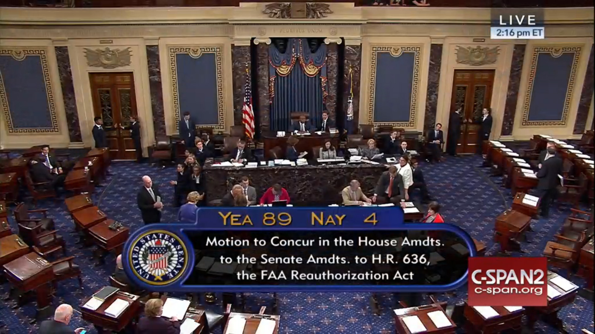 The U.S. Senate overwhelmingly approved legislation that includes medical reform on July 13. Image from C-Span.