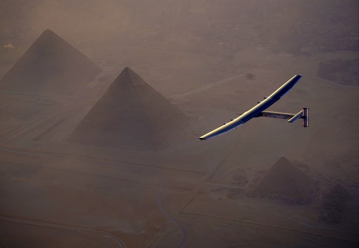Solar Impulse 2 approaches Cairo July 13. Photo courtesy of Solar Impulse.