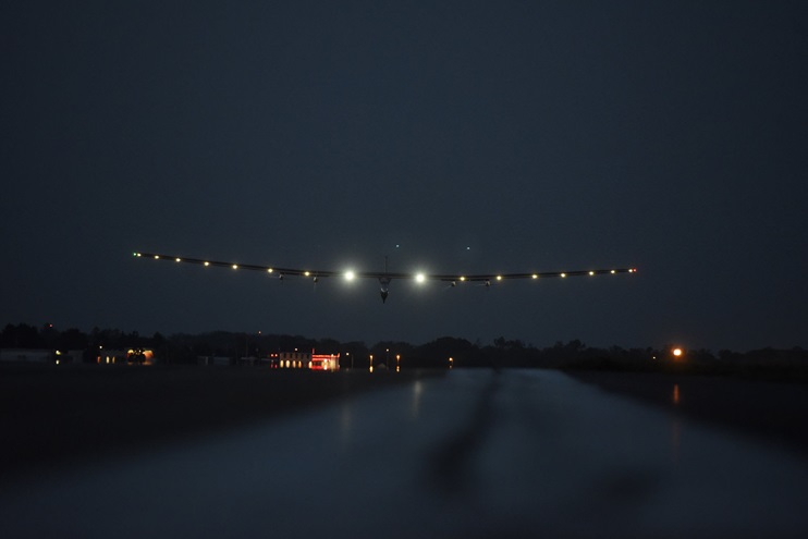 Solar Impulse 2 lands May 25 at Lehigh Valley International Airport in Allentown, Pennsylvania. Photo courtesy of Solar Impulse.