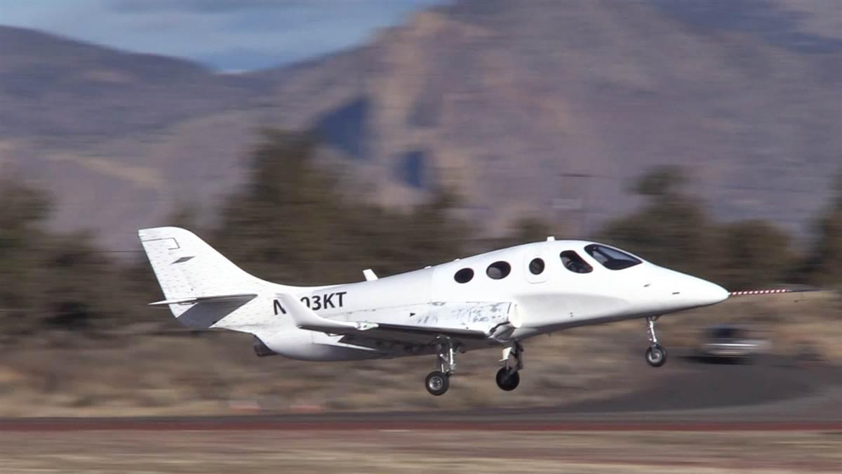 Stratos Aircraft flew their prototype 714 VLJ for the first time Nov. 21, and test flights have contnued evaluating performance and handling. Photo courtesy of Stratos Aircraft.