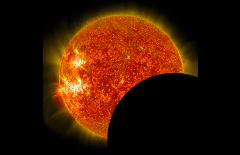 This image of the moon crossing in front of the sun was captured on Jan. 30, 2014, by NASA's Solar Dynamics Observatory observing an eclipse from its vantage point in space. Photo courtesy of NASA.