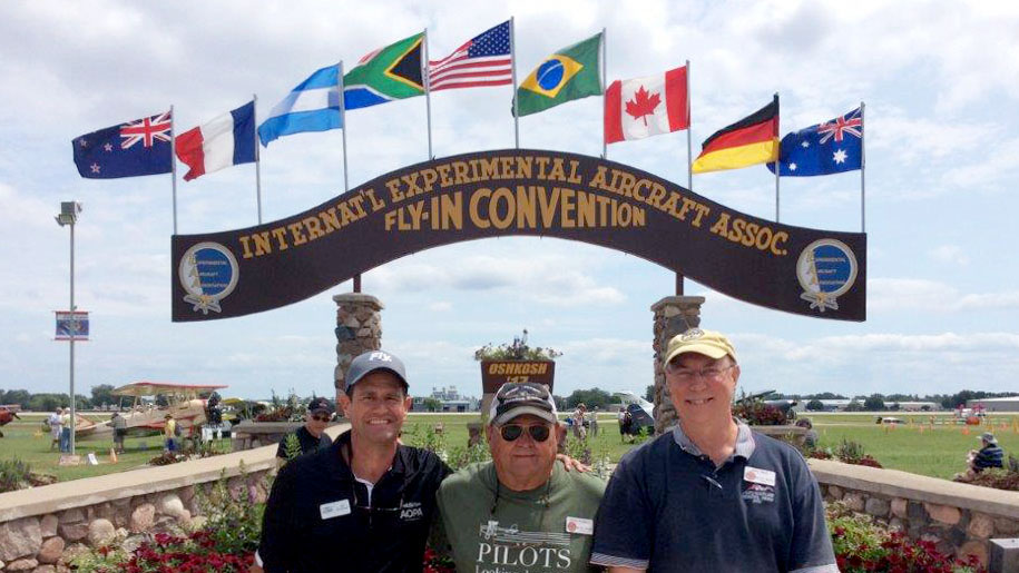Retired F-4 Phantom pilot Greg Hughes (center) took in the show at EAA AirVenture with AOPA East Coast Media Representative Jeff Rockwood (left) and Mike Rice (right). Photo courtesy of Greg Hughes.