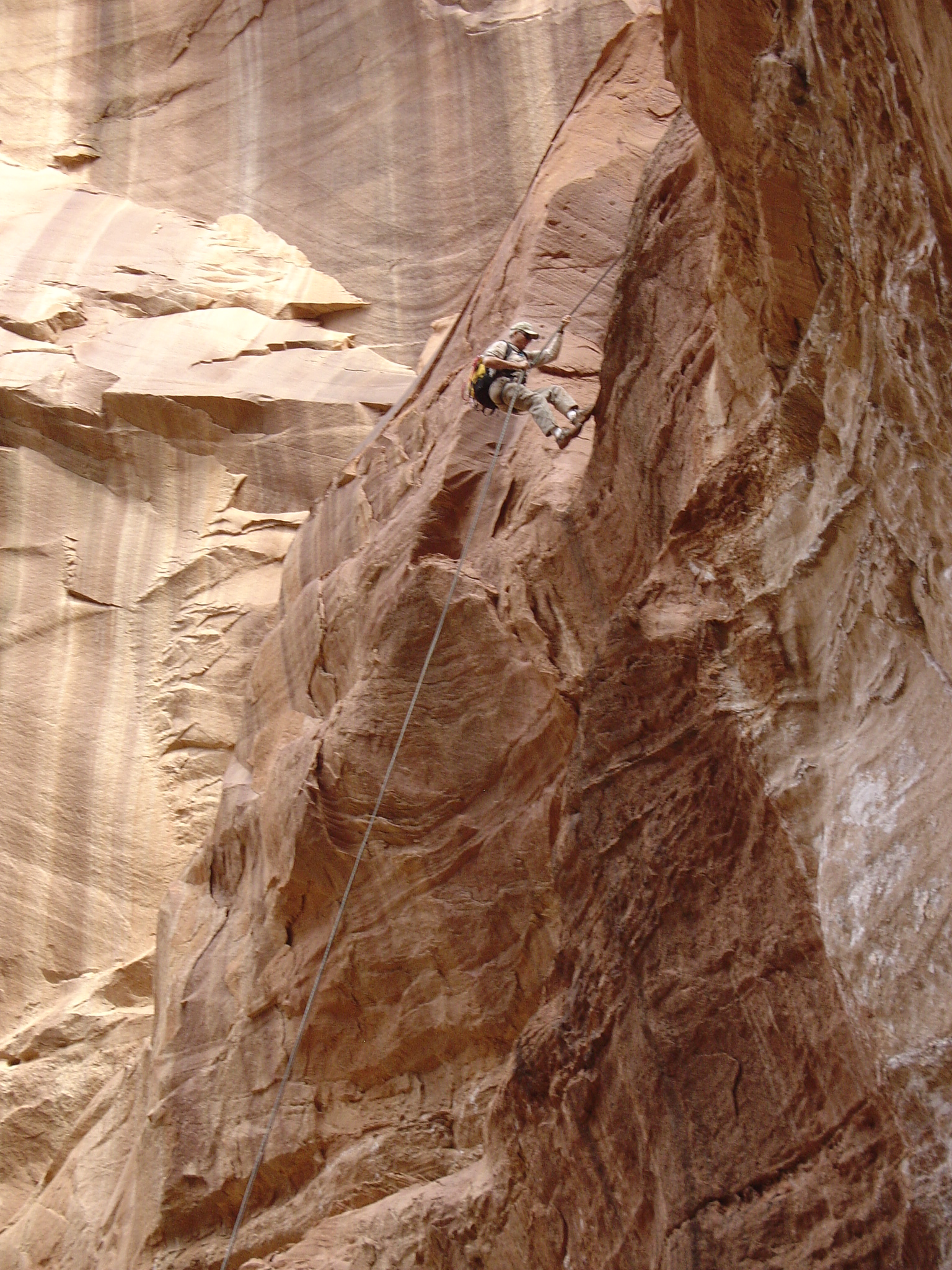 A big rappel down the wall of Mindbender Canyon. Photo by Jason Halladay.