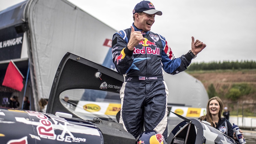 Kirby Chambliss celebrates after winning the Red Bull Air Race World Championship race in Kazan, Russia on July 23. Photo by Predrag Vuckovic/Red Bull Content Pool.