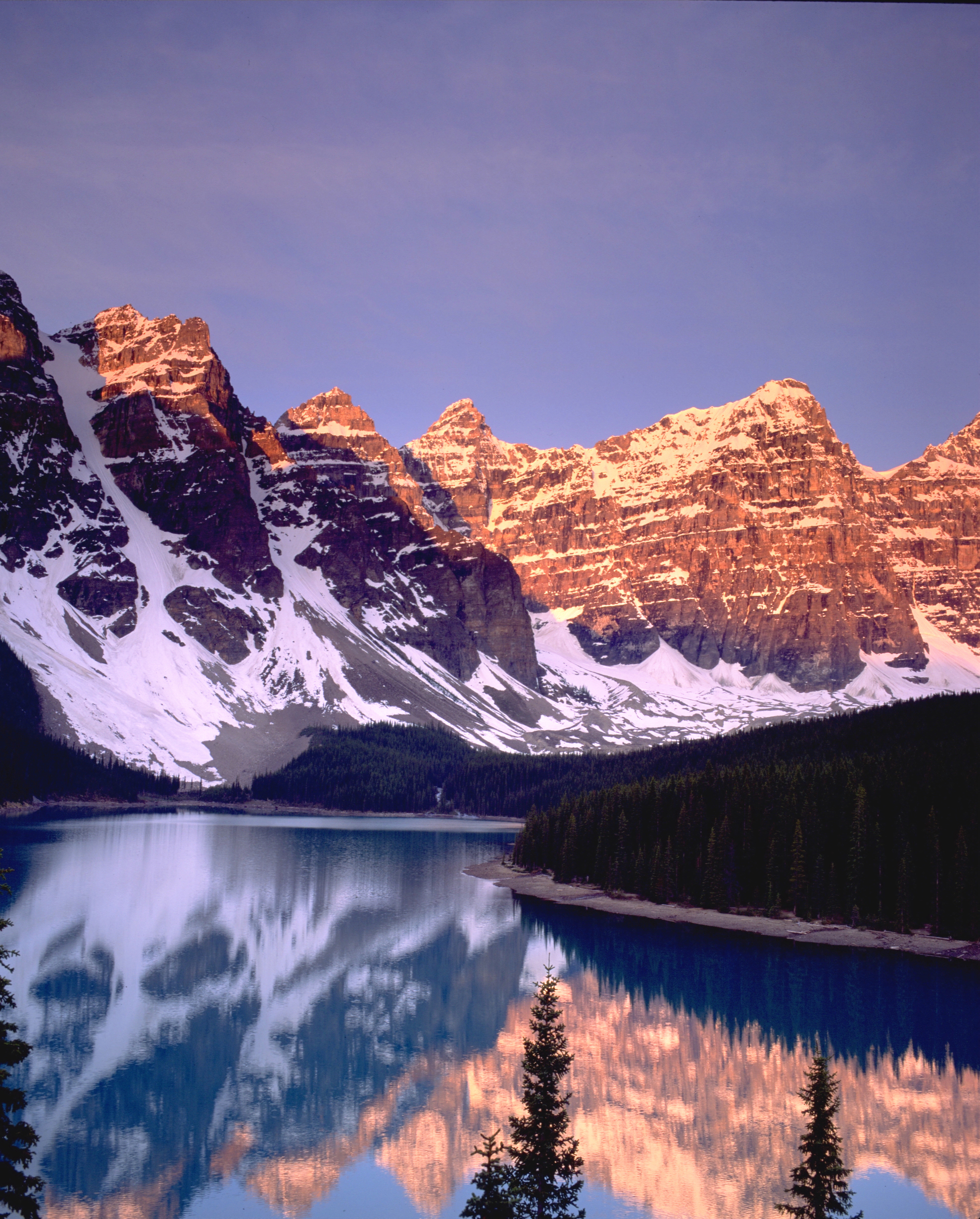 Sunrise at Moraine Lake, in the Valley of the Ten Peaks. Photo courtesy Travel Alberta.