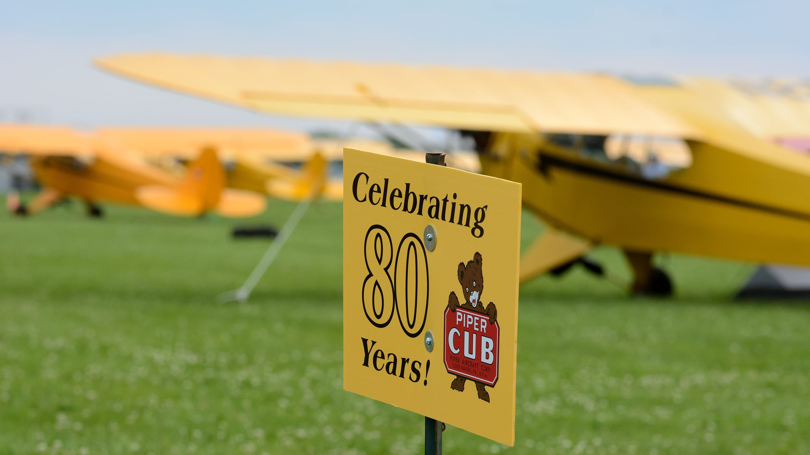 Special Cub-yellow signage greeted the Cubs 2 Oshkosh participants when they touched down early Sunday morning, July 23, at Wittman Regional Airport in Oshkosh.