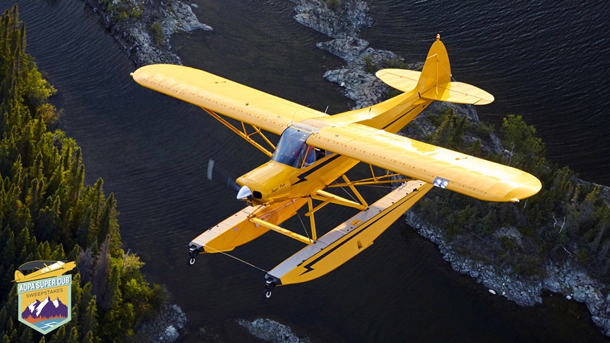 AOPA’s Super Cub Sweepstakes airplane will come with tundra tires, amphibious floats, and hydraulic skis. Photo by Mike Fizer.