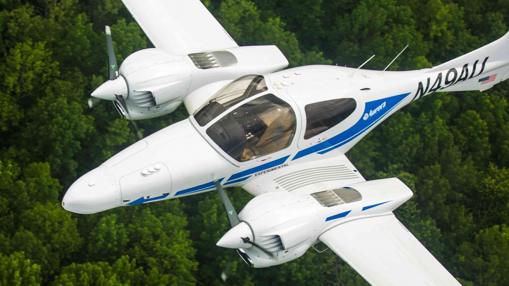 Aurora Flight Sciences turned the Diamond DA42 into an optionally piloted aircraft dubbed Centaur, with flight trials dating back to 2010 and a recent demonstration flight in May with Virginia Governor Terry McAuliffe on board. Photo courtesy of Aurora Flight Sciences. 