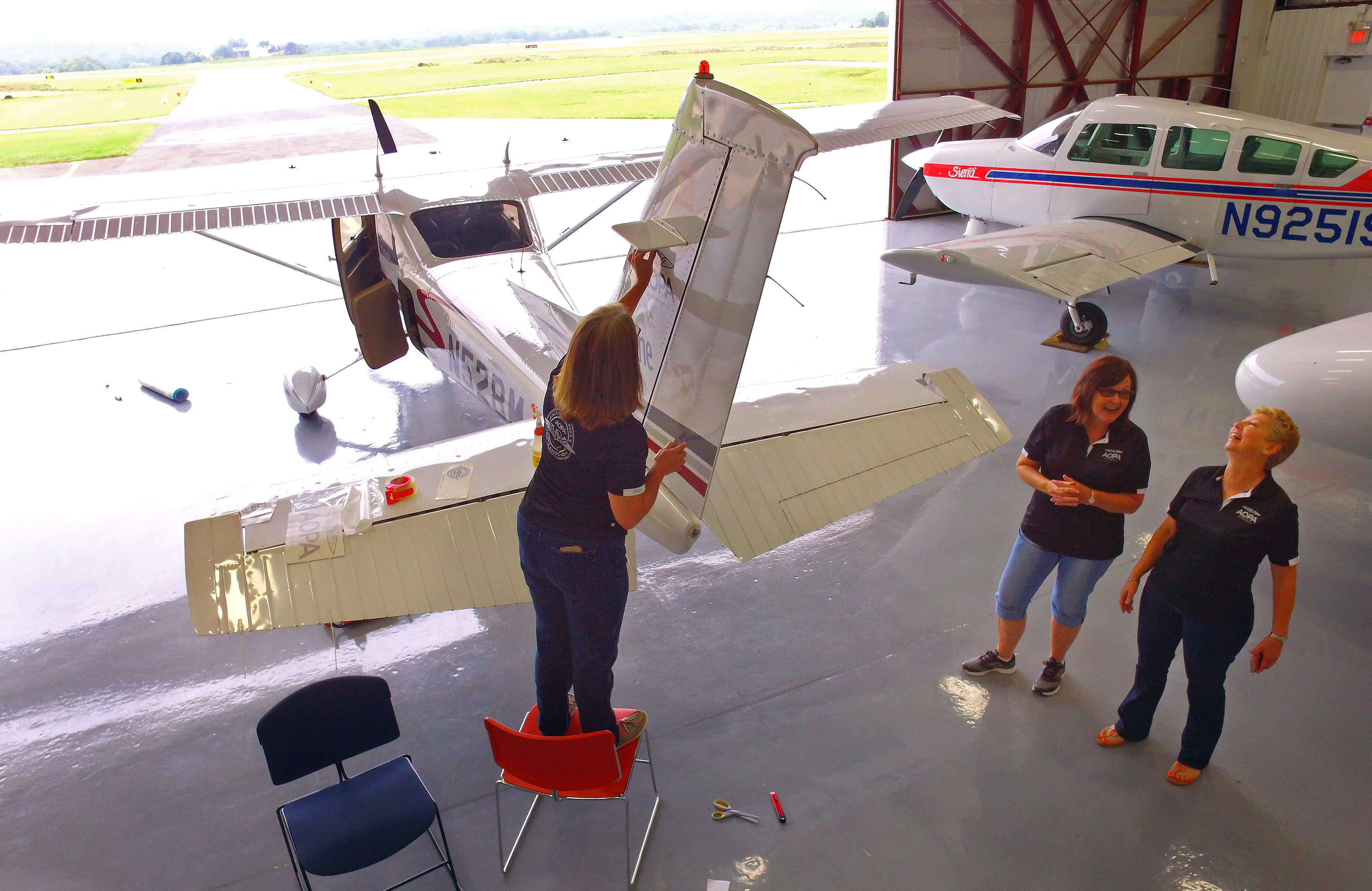 AOPAngels Air Race Classic pilots Paula Wivell, Kathy Dondzila, and Luz Beattie will fly a Cessna 182. Photo by Ferdi Mack.