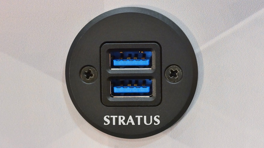 Appareo introduced Stratus Power, a new TSO-certified dual USB charging port, at the 2017 Aircraft Electronics Association Convention. Photo by Mike Collins.