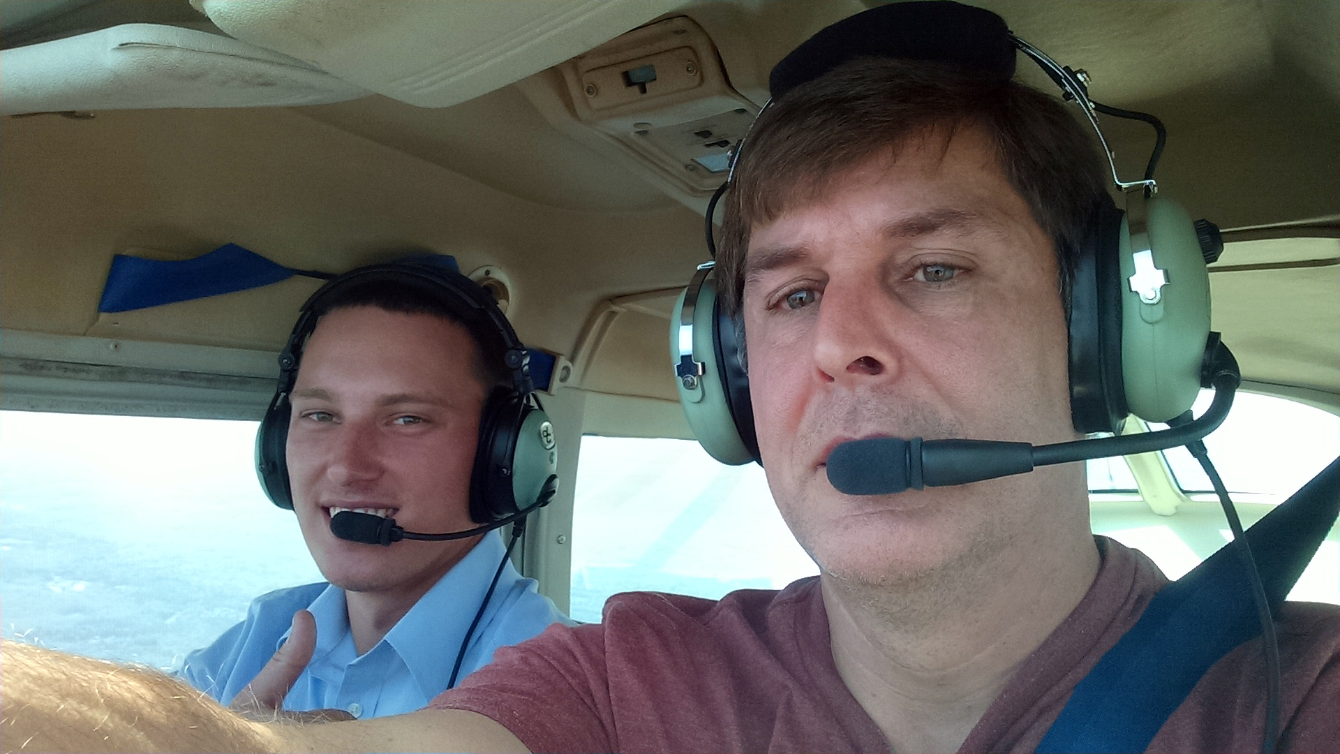 Bryan Duarte (right) with flight instructor Tyler Jusko. Photo courtesy of Bryan Duarte.