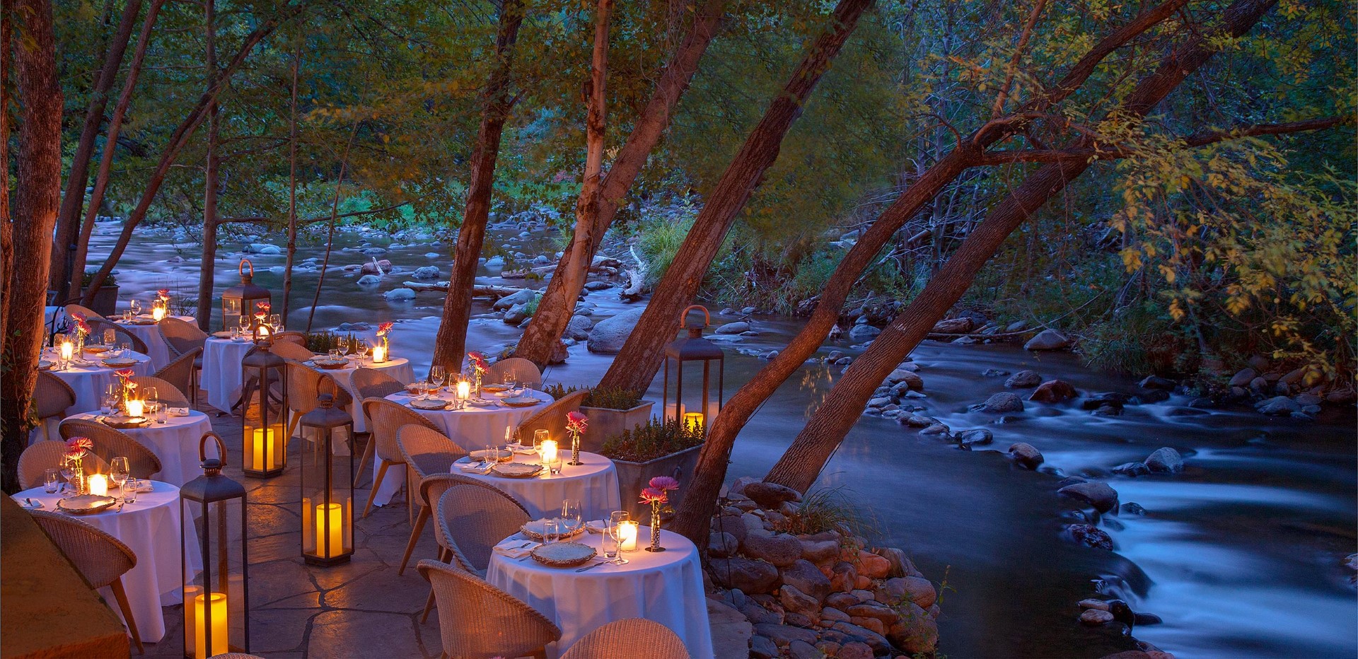 Romantic, cozy, and impeccable are words that only begin to describe Cress on Oak Creek, Sedona’s premiere dining destination and part of L’Auberge de Sedona. For dinner, select from a three- or four-course menu. The resort’s Etch Kitchen/Bar also serves dinner, along with breakfast and lunch. Photo courtesy L’Auberge de Sedona.