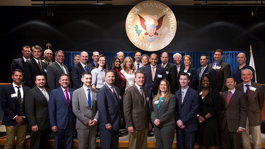 National Transportation Safety Board staff and panelists. Photo courtesy of the NTSB.