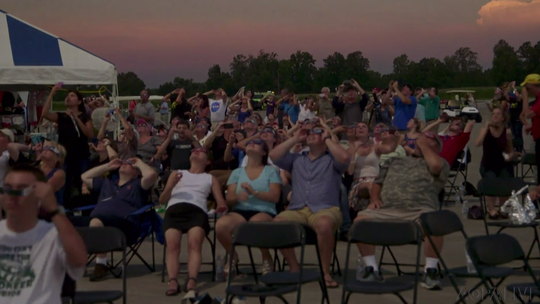 Sun gazers gather at Southern Illinois Airport in Carbondale to view the total solar eclipse Aug. 21, 2017.