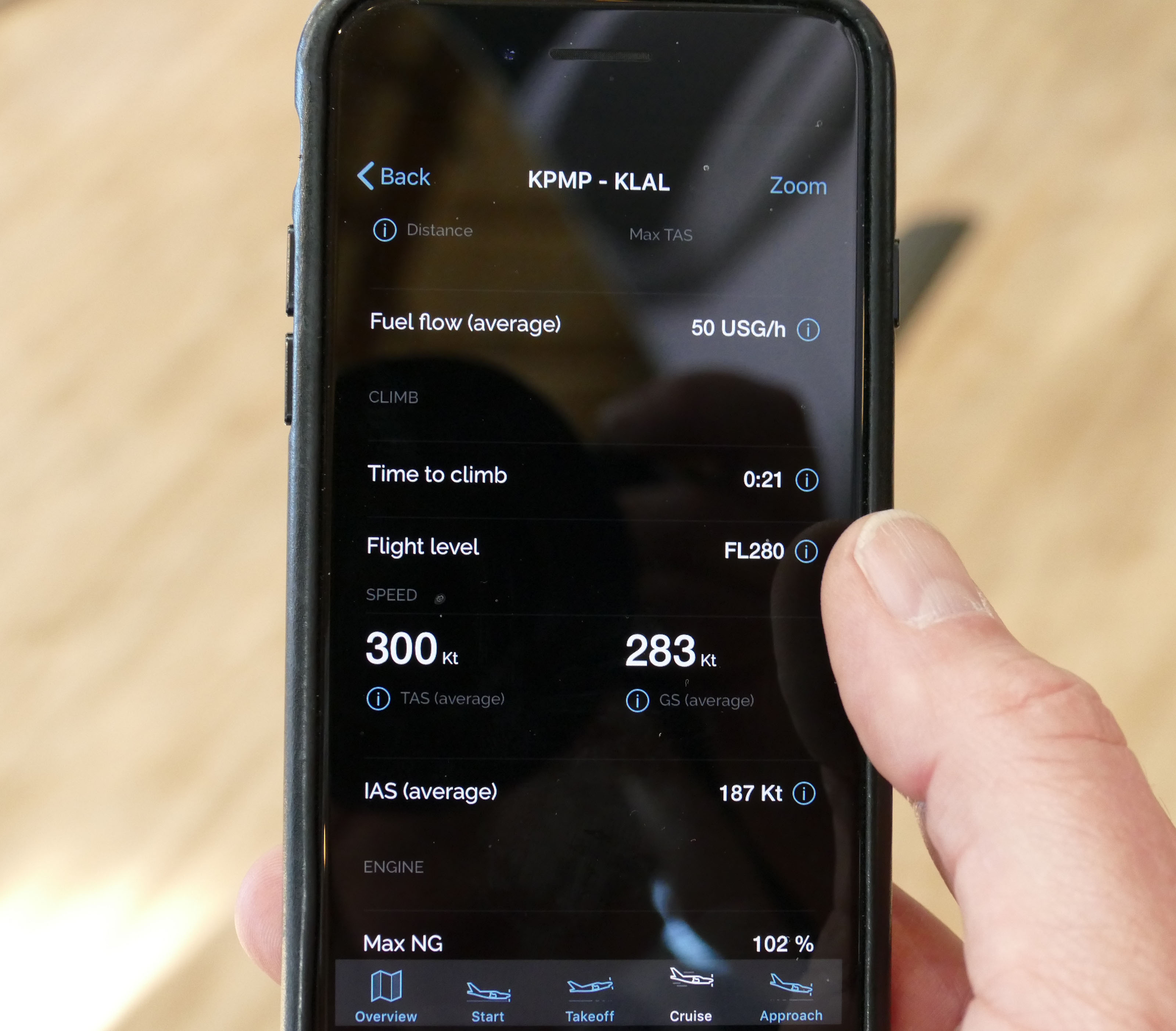 The Me and My TBM smartphone app for TBM 910 and 930 models, available for iPhone and Android, collects and displays flight data. Photo by Tom Horne.