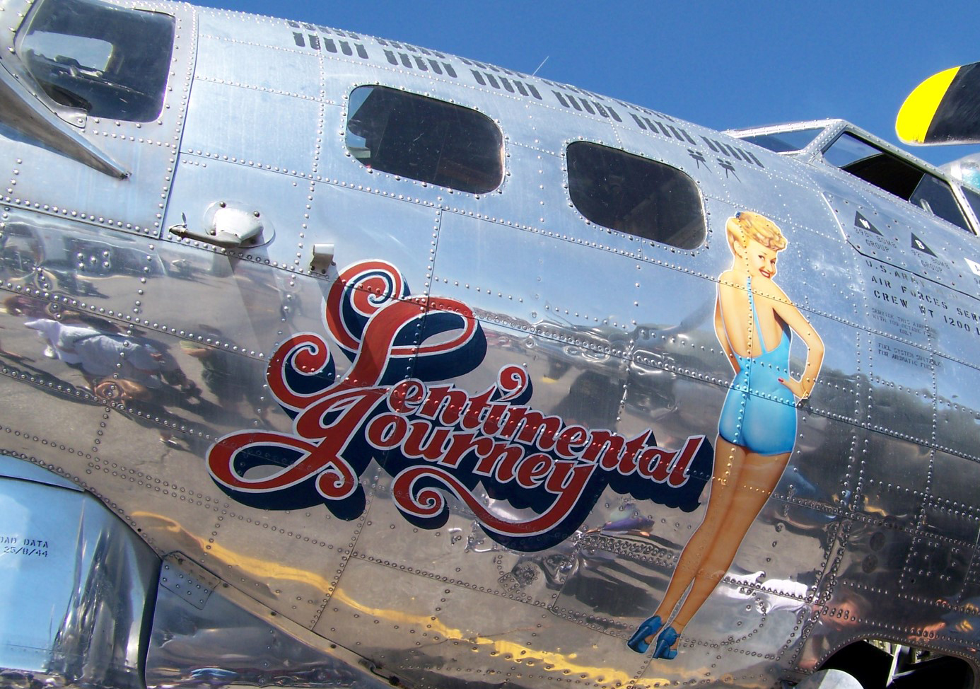 Nose art on the B-17 Flying Fortress “Sentimental Journey.” Her home is at the CAF Airbase Arizona, at Falcon Field. Photo by Mark Holloway.