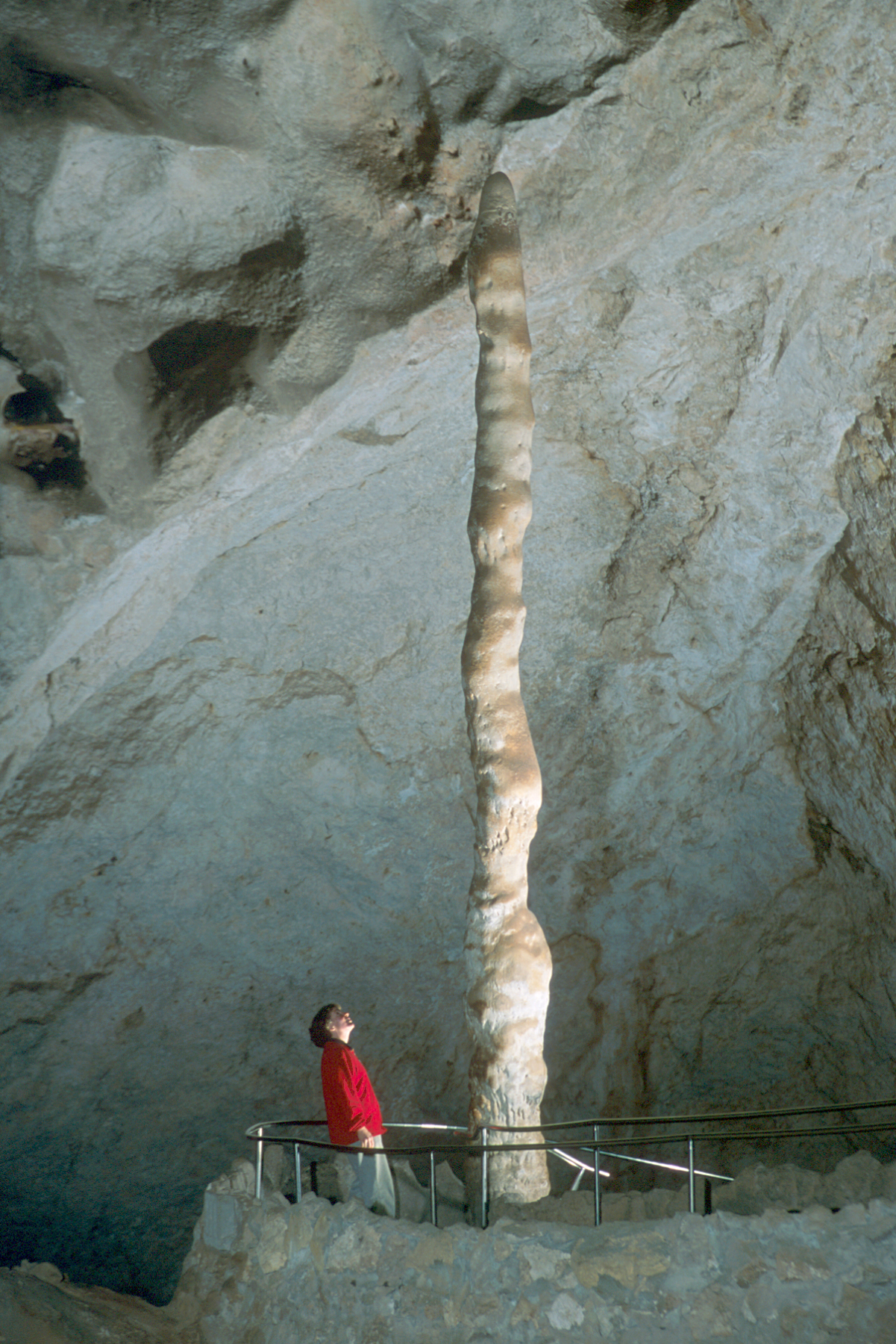 Totem pole formations are long, narrow stalagmites. Due to their crooked nature, the totem poles along the Natural Entrance earned the name the Witch's Fingers. Photo by Peter Jones, courtesy NPS.