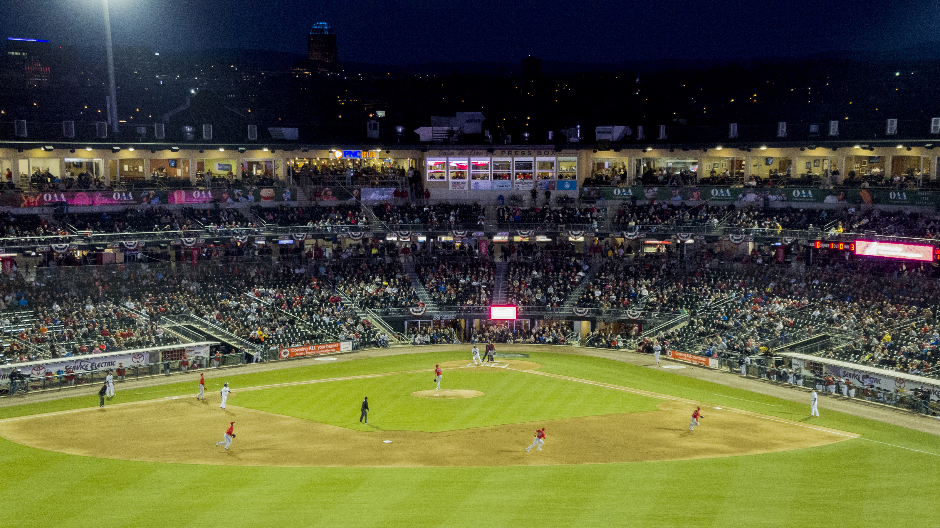 A drone perspective of the action during the Lehigh Valley IronPigs home opener April 12. Photo courtesy of Lehigh Valley Drone.