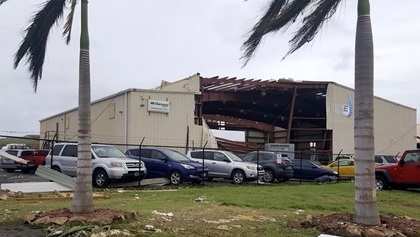 Damage to the Bohlke facility after the 2017 hurricane season. Photo courtesy of Bohlke International Airways.