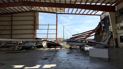 Damage to interior of the St. Croix facility. Photo courtesy of Bohlke International Airways.
