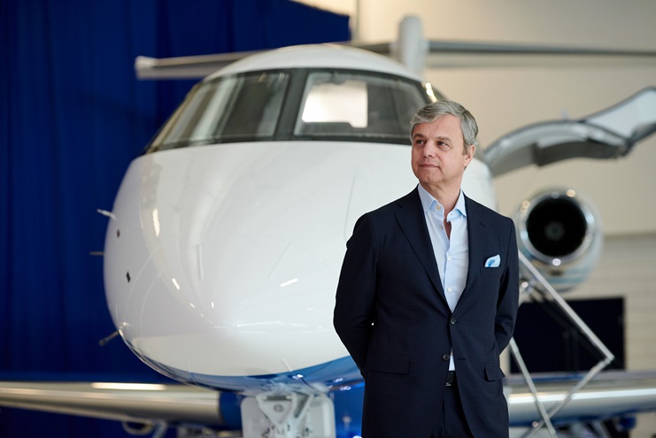 George Antoniadis, president of fractional ownership operator PlaneSense, announced Feb. 8 the delivery of the first Pilatus PC-24 twinjet. Photo courtesy PlaneSense.