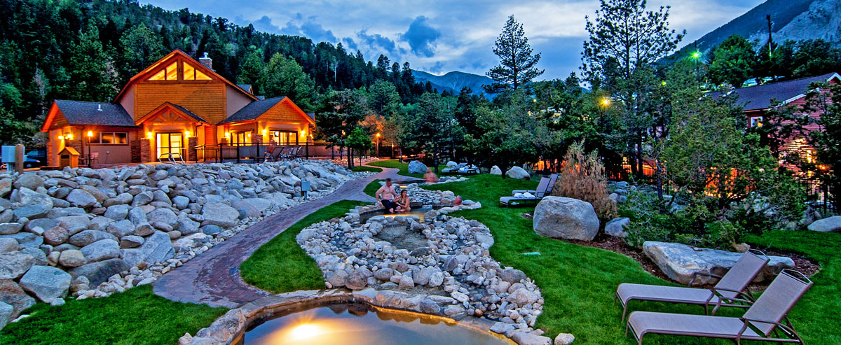 The Mount Princeton Hot Springs Resort is in Nathrop, Colorado, between the towns of Buena Vista and Salida. Enjoy a one-day hot springs experience or relax with an overnight stay at this unique, family-friendly, historic Colorado hot springs resort. Photo courtesy Mount Princeton Hot Springs Resort.