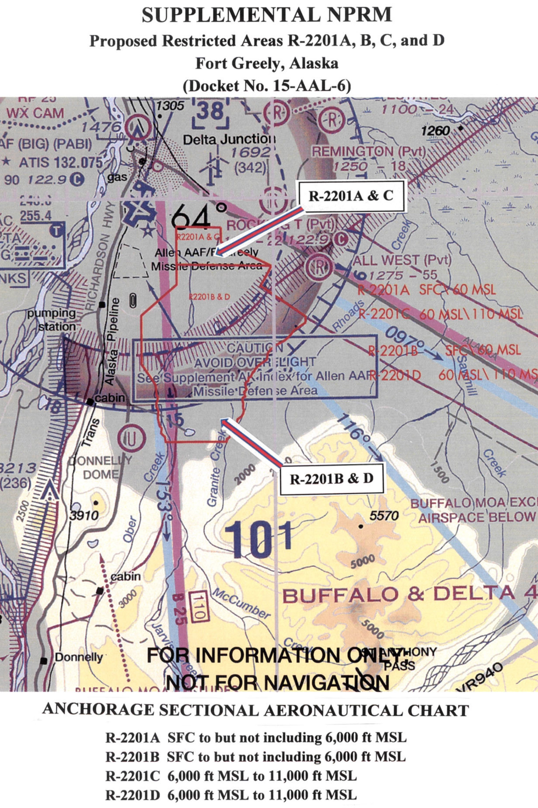 Graphic depicting the proposed restricted area R-2201 near Fort Greely, Alaska. Graphic courtesy of the FAA.