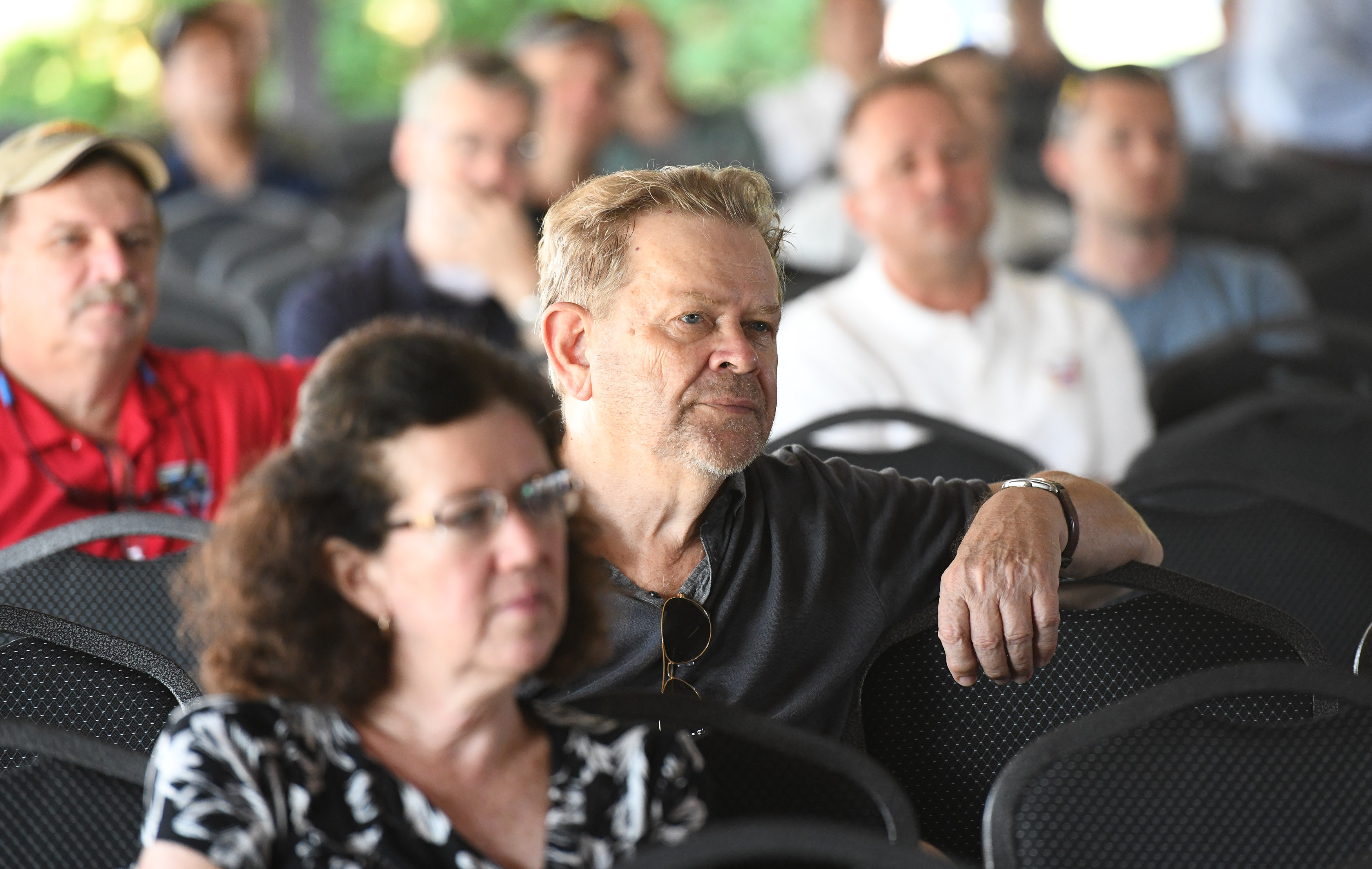 Attendees participate in a general aviation safety road show on preventing in-flight loss of control during EAA AirVenture in Oshkosh, Wisconsin, July 24, 2018. Photo by David Tulis.