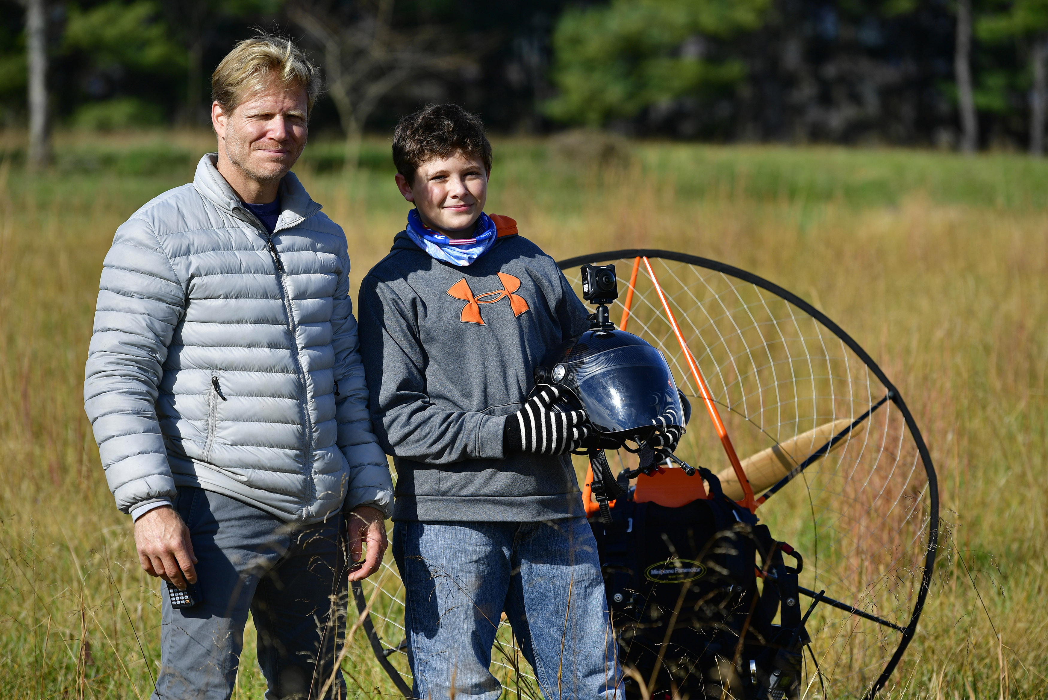 CFI and helicopter and fixed-wing pilot Jens Scott helped his teenage son Henry learn the basics of powered paragliding. Photo by David Tulis.