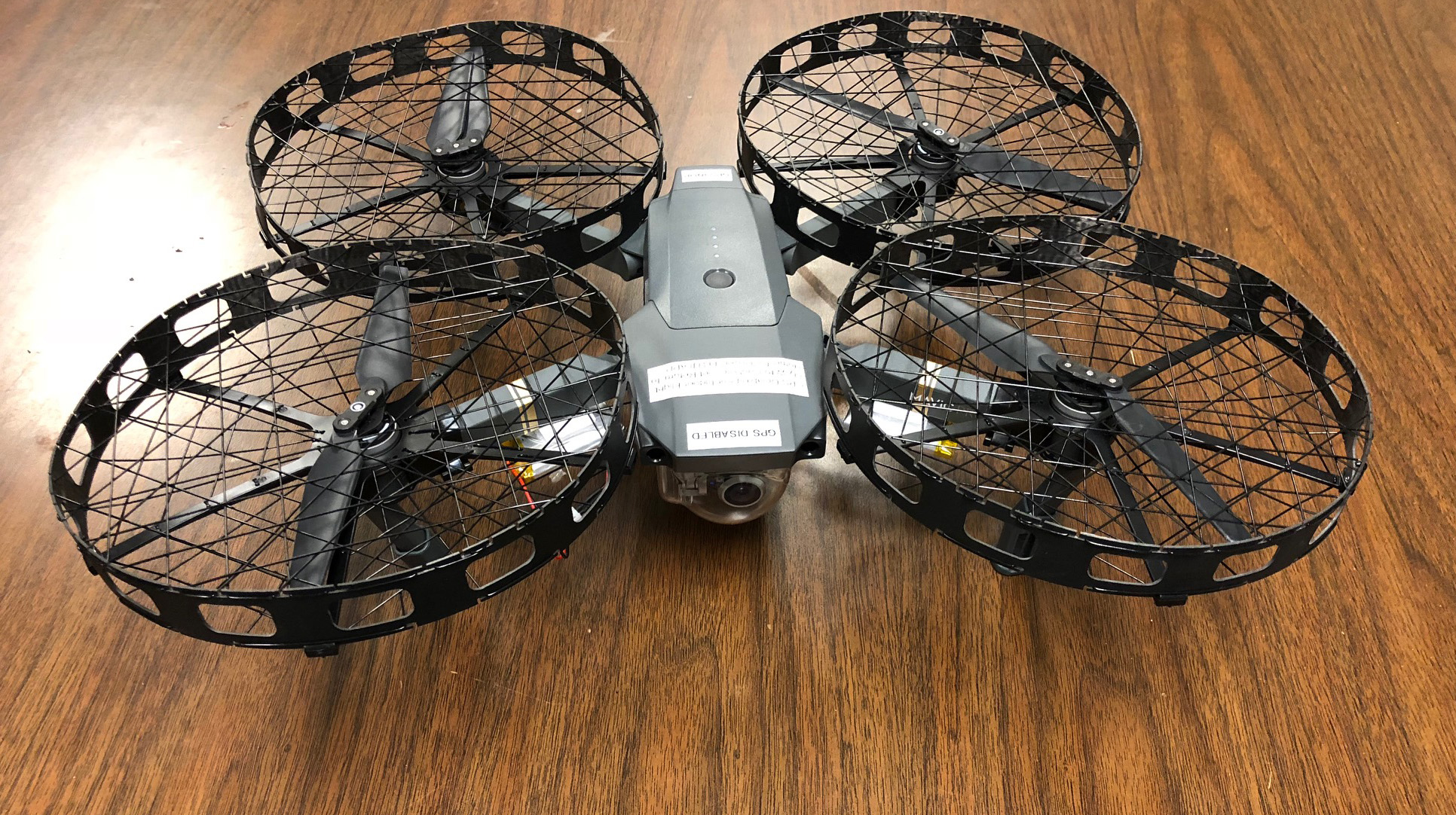 A DJI Mavic fitted with propeller cages for indoor operations. Photo courtesy of Cecil County Sheriff (Maryland). 