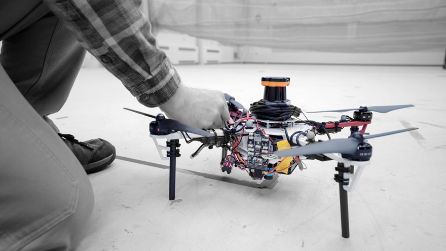 Research by MIT and NASA promises to enable fleets of drones to collaboratively search under dense forest canopies using only onboard computation and wireless communication, with no GPS required. Photo by Melanie Gonick, courtesy of MIT.
