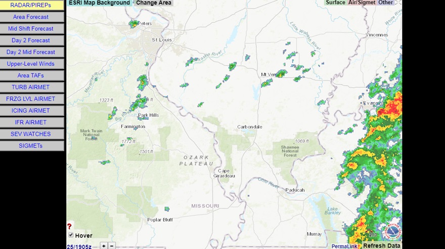 The FAA’s Kansas City Air Route Traffic Control Center and the National Weather Service created a web-based weather tool for pilots flying to the AOPA Fly-In at Carbondale, Illinois.