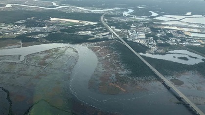 Rivers across North Carolina surged past their banks and water would continue to rise for days after the rain from Hurricane Florence abated. This photo was taken Sept. 17 near Wrightsboro, North Carolina. Steve Rhode photo.