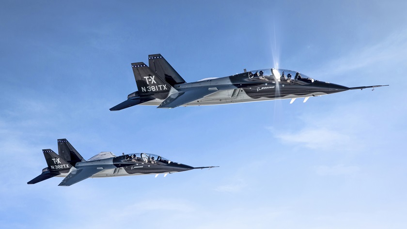 The U.S. Air Force uses the Boeing T-X advanced pilot training system that features an all-new aircraft designed, developed, and flight-tested by the team of Boeing and Saab. Photo by John Parker, Boeing.