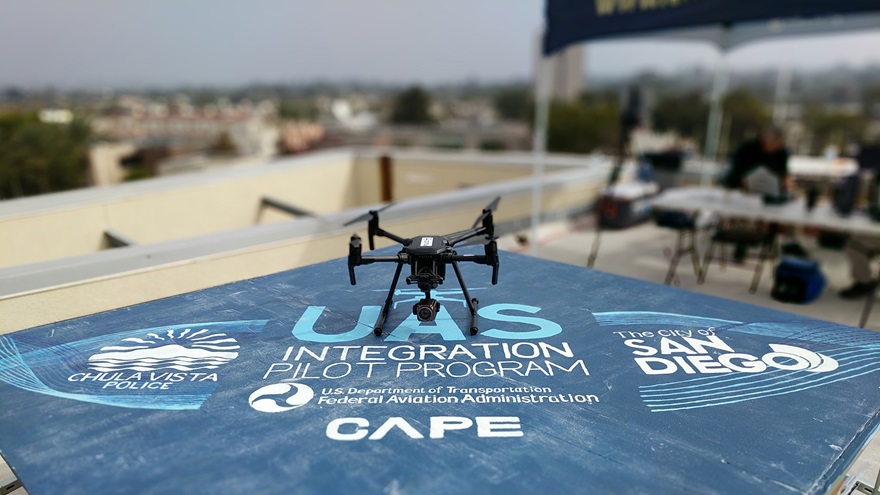 The Chula Vista Police Department in California is dispatching DJI drones to emergency calls from the rooftop of police headquarters. Photo courtesy of Cape Productions Inc. 