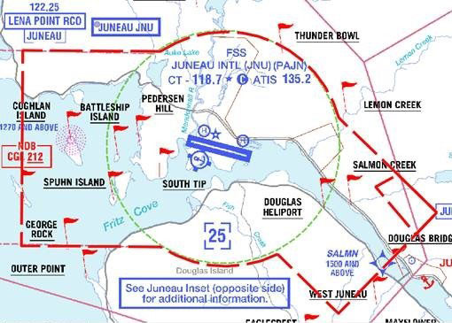 Updated airspace dimensions for the March 28 edition of the Juneau Sectional. Image courtesy of the FAA.