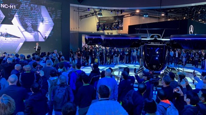 A crowd gathered at Bell’s display at the 2019 Consumer Electronics Show in Las Vegas. Photo courtesy of Bell. 