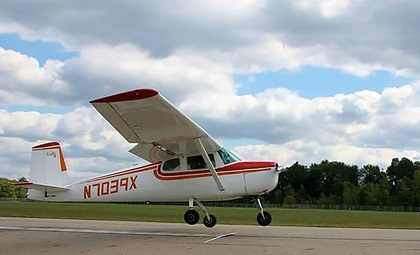 Oakley Clay few her family's red and white Cessna 150 for her first day of her sophomore year of high school. Photo courtesy of Oakley Clay.