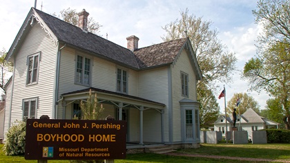 Gen. John J. Pershing, who went by Jack and was given the nickname “Black Jack” because he spent time early in his career in the mostly black 10th Cavalry regiment, was born in tiny Laclede, Missouri. Visit his boyhood home along U.S. Highway 36, also known as “The Way of American Genius.” Photo by MeLinda Schnyder.