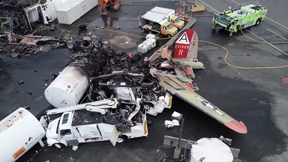 The FAA revealed new details discovered during post-crash inspection of two engines on the the Collings Foundation B–17G that crashed October 2. Photo courtesy of the NTSB via YouTube. 