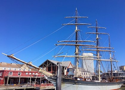 The 1877 Tall Ship Elissa is one of three ships of its kind in the world still actively sailing. It serves as a floating museum when in Galveston's port. Photo by MeLinda Schnyder.