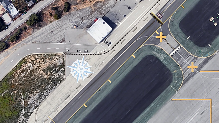 Santa Monica Airport compass rose. Image courtesy of Google Earth.