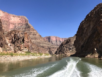 A Colorado River tour by motorized boat and a helicopter flight from the Grand Canyon West Rim maximized the experience. Photo by David Tulis.