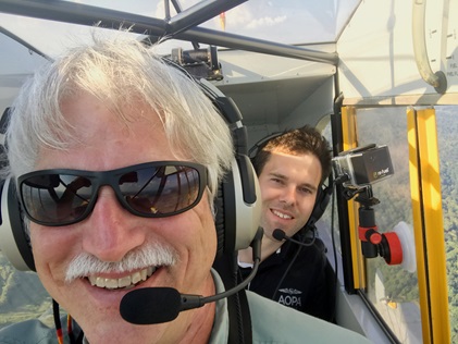 David Tulis and Josh Cochran fly an amphibious Super Cub to the AOPA Tullahoma, Tennessee, Fly-In. Photo by David Tulis.                                