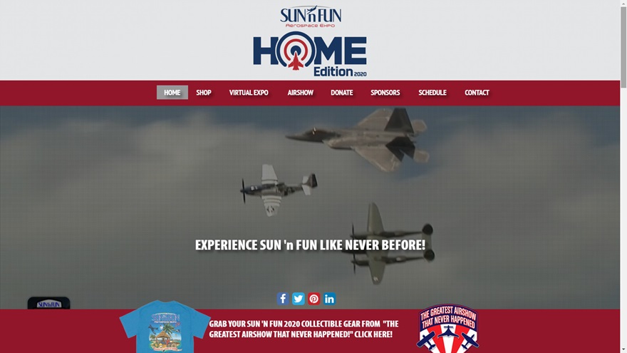 The new Sun 'n Fun Home Edition offers airshow videos, exhibitors, learning opportunities, and fun. Image courtesy of Sun 'n Fun Aerospace Expo.